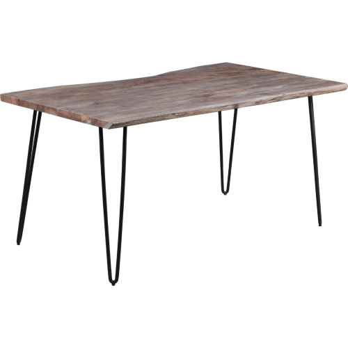 Nature's Edge 60" Dining Table in Live Edge Slate Gray Wood on Iron Hairpin Legs